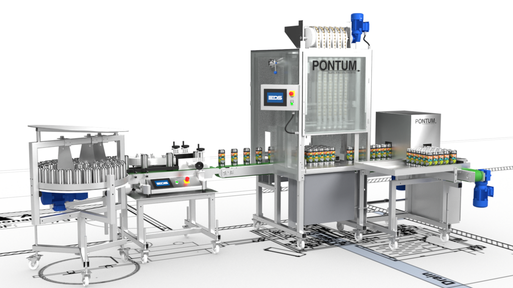 Compact Beer Can Filling Plant CU1 from Pontum with Labeller and Seamer